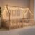 Comfy Cubs Kids House Gated Floor Bed Twin Size – 100% Pinewood Montessori Floor Bed with Safety Enclosure for Children Aged 5+, Fun Kids Playhouse Design for Sleep & Play – Natural Wood