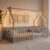 Comfy Cubs Kids House Gated Floor Bed Twin Size – 100% Pinewood Montessori Floor Bed with Safety Enclosure for Children Aged 5+, Fun Kids Playhouse Design for Sleep & Play – Grey