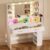 COMHOMA Vanity Desk with Mirror and Light, Small Makeup Vanity with Storage Drawers & Power Outlet, 3 Lighting Modes & Adjustable Brightness, Dressing Table for Women Girls Bedroom, White