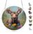 Comical Moose Cartoon Style Acrylic Suncatcher Puzzle 7.4 Inch | 83Pc Rainbow Prism Window Hanging, Humorous Woodland Hobbyist, Moss Tree Craft, Cabin Kids Window Light Decor