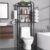 COMMSUZY 3-in-1 Over the Toilet Storage Cabinet, Metal Over Toilet Bathroom Organizer, Bathroom Shelves Over Toilet with Paper Holder and Towel Rack, 3 Tiers, Black