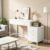 Compact 2-Drawer Computer Desk with 3-Drawer File Cabinet, Industrial Chic Design for Small Rooms, 39″ Wide Desktop, Printer Stand, Durable E1 Board & Metal Frame, Sturdy Adjustable Legs, Home Office
