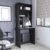 Computer Hutch Desk, Lower Shelf, Four Shelves, Black，Laptop Desk for Bedroom