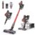 Comvtu Cordless Vacuum Cleaner Rechargeable with 2600mAh Detachable Battery, Powerful Vacuums with 2 Adjustable Modes, Lightweight Portable Stick Vacuum for Home (Red Gray)