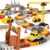 Construction Race Tracks Set, Flexible Train Tracks w/ 2 Electric Construction Race Vehicles w/Lights, STEM Engineering Race Track Toys with Dump Truck, Crane Assort Acessories for Boys Girls