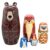 Conzy Russian Nesting Dolls for Kids, Stacking Wooden Handmade Matryoshka Dolls, 5 Piece Cute Cartoon Animal Pattern, Great Toy Gift for Girls Boys’ Birthday or Home Decoration (Brown)
