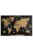 Cork World Map Bulletin Board – Wooden Framed Decor for Home Office – Interactive Pin Board 35.4 x 22.8 in – Black or White Background Options – Black