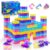 Cosaway 56PCS Gummy Blocks for Toddlers 3+ Years Old, Squishy Soft Bloc Stacking Toy Sets, Early Learning Toys for Boys and Girls Gifts 3 4 5 Years