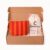 COSMERIA Cosmetic Bag for Women, Orange and Red Stripe Canvas Makeup Bag, Travel Toiletry Organizer
