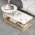 COSTWAY Nesting Coffee Table Set of 2, 31.5” Modern Center Coffee Table and 20.5” Small Sofa Side Table with Storage Shelf, Faux Marble Coffee Tables for Living Room, Apartment, Bedroom (Gold)