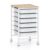 COSTWAY Rolling Storage Cart with Drawers, Multipurpose Utility Cart w/Wooden Tabletop & 2 Lockable Caster, Plastic Mobile Drawer Storage Organizer for Classroom, Home, Office (White, 6 Drawers)