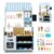 Costzon 2-in-1 Wooden Grocery Store Pretend Play, Kids Ice Cream Stand Shop w/ 2 Backboards, Coffee Maker, Oven & 28 PCS Accessories, Coffee & Cake Shop Play Set, Gift for Boys & Girls Aged 3+ (Blue)