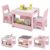 Costzon 4 in 1 Kids Table and Chairs with Building Blocks (Pink)