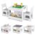 Costzon 4 in 1 Kids Table and Chairs with Building Blocks (White)