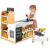 Costzon Kids Grocery Store Playset, Wooden Play Store w/Shopping Cart, Chalkboards, Refrigerator & Display Shelves, Grocery Store Pretend Play for Boys Girls 3+ Years Old