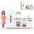 Costzon Kids Kitchen Playset, 2 Piece Wooden Modular Toy Play Set w/Running Water, Sound & Light, Fridge, Dishwasher, Microwave, Oven, Pretend Play Kitchen for Kids Ages 3+ (Natural + White)