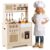 Costzon Kids Play Kitchen, Rattan Toddler Kitchen Playset w/Real Lights & Sounds, Stoves, Sink, Faucet, Oven, Ice Machine, Microwave, Coffee Maker, Wooden Chef Pretend Play Toy, Gift for Boy Girl 3+