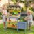 Costzon Mud Kitchen, Outdoor Wooden Play Kitchen w/Planter Box for Kids 3+