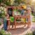 Costzon Mud Kitchen, Solid Wood Toddler Role Play Toy w/Planter Box, Sink, Stoves, Chalkboard & 13 Accessories, Outdoor Pretend Play Kitchen for Boys Girls Aged 3+