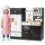 Costzon Play Kitchen for Kids, Wooden Kitchen Playset w/Realistic Lights & Sounds, Stoves, Faucet, Oven, Ice Machine, Microwave, Coffee Maker, Chef Pretend Play Toy Gift for Boys Girls 3+ (Black)
