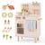 Costzon Toddler Kitchen Playset, Wooden Play Kitchen w/Cookware Accessories (Burlywood)