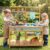 Costzon Wooden Kids Play Kitchen, Outdoor Mud Kitchen with Removable Sink, Water Box & Faucet, Stove Top, Storage Shelves, Fun Backyard Pretend Kitchen Playset for Boys Girls 3+ (Blue)