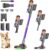 COTIAR Cordless Vacuum Cleaner, 500W 40KPa 120Mins Vacuum Cleaners for Home, Anti-Tangle Rechargeable Vacuum Wireless Vacumm with Green Light for Pet Hair/Carpet/Hardwood Floor, Purple