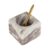 Creative Co-Op Square Marble Bowl with Stainless Steel Spoon, Brown
