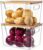 Criusia 2 Set Pantry Organizers and Storage with Bamboo Lids, Stackable Clear Bins for Onion, Potato, Fruit, Vegetables, Trash Bag Dispenser, Kitchen and Under Sink Organizer