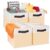 Criusia 4 Pack Collapsible Fabric Storage Bins with Dual Handles – Versatile Closet and Shelf Organizers for Clothes, Toys and Home Essentials, Beige