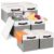 Criusia 6-Pack Fold-Flat storage baskets for shelves with Lids and Handles — Stackable Home Organizers for Bedroom, Closet and Playroom Essentials, 14 x 10x 9.5, Gray