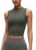 CRZ YOGA Softembrace High Neck Crop Tank Top Light Army Green X-Small