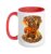 Cute Brown Bear in Halloween Sweater Retro College Mascot Ceramic Mug, Red/White, 15oz