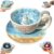 Cute Cartoon Seal Ceramic Mug,Handmade Coffee Cup with 3D Swimming Seal Figure,Novelty 3D Standing SealFigurine InsideCup With Textured Ocean Beach Seashell Saucer,’Water Me Human’ Design,For Coffee