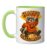 Cute Raccoon in Halloween Sweater Retro College Mascot Ceramic Mug, Light Green/White, 11oz