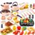 CUTE STONE 73PCS Kids Kitchen Playset with Play Kitchen Accessories, Toy Pots and Pans, Pretend Food & Play BBQ Grill, Kids Cooking Set for Toddlers, Educational Learning Gift for Girls Boys