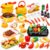 CUTE STONE 73PCS Kids Kitchen Playset with Pretend Food & BBQ Grill