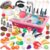 CUTE STONE Color Changing Play Kitchen Sink Toys with Upgraded Real Faucet, Kids Cooking Set with Play Food, Play Pots and Pans, Kids Kitchen Playset, Play Kitchen Toys for Girls Boys(White)