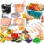 CUTE STONE Kids Kitchen Playset, 45PCS Pretend Cooking Toy Set with Play Pots & Pans, Pressure Cooker, Play Food, Cooking Utensils & Shopping Basket, Toy Kitchen Accessories Gift for Boys Girls
