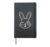 Cute Winking Bunny Face Rabbit Outline Easter Hardcover Journal, Black
