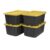 CX Black & Yellow 27-Gallon Heavy Duty Stackable Storage Bins with Lids, Dorm Room Essentials, Moving Boxes, Back to School, Classroom Organization, Home Organization, 4 Pack (14.3″H x 20.6″W x 30.6″D)