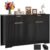 Cyclysio 55″ Fluted Buffet Cabinet with Drawers, Modern Sideboard Credenza with Adjustable Shelves, Coffee Bar Table with Storage for Dining Room, Entryway, Kitchen, Black