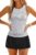 Daci Womens Striped and Black Tankini Swimsuits with Skirt – Two Piece Tummy Control Bathing Suits High Neck Swimwear 18 Plus