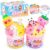 D’ALBA 2 Pack Cloud Slime Kit, Panda & Cow Slime with Dreamy Fruit Charms