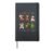 Dancing Santa Reindeer Snowman Polar Bear Elf Christmas Tree Hardcover Journal, Black