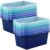 Dandat 16 Pcs Plastic Book Bins for Classroom Library Cubby Bins Scoop Front Stackable Toy Storage Tubs Containers for School Office Home Nursery Playroom Organization (Blue Series)
