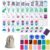 DAO-UPPSE 4 Layer Acrylic Mahjong Set 160 Tiles – American Travel Game with Dice Engraved Tiles Carrying Bag 8 Colors