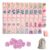 DAO-UPPSE 4 Layer Acrylic Mahjong Set 160 Tiles Pink – American Travel Game with Dice Engraved Tiles Carrying Bag for Home Social