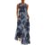 Dark Blue Floral Womens Sleeveless Maxi Dress Ankle Length Long Summer Dresses Casual Flowy A Line Dress Notch Neck Vacation Resort Wear Stretch,5X-Large