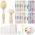Darning Kit, Sewing Set for Socks, Carpets, Clothes with Darning Egg and Mushroom, Embroidery Kit Includes Large-Eye Needles and Rainbow Colorful Sewing Threads for DIY Handicraft